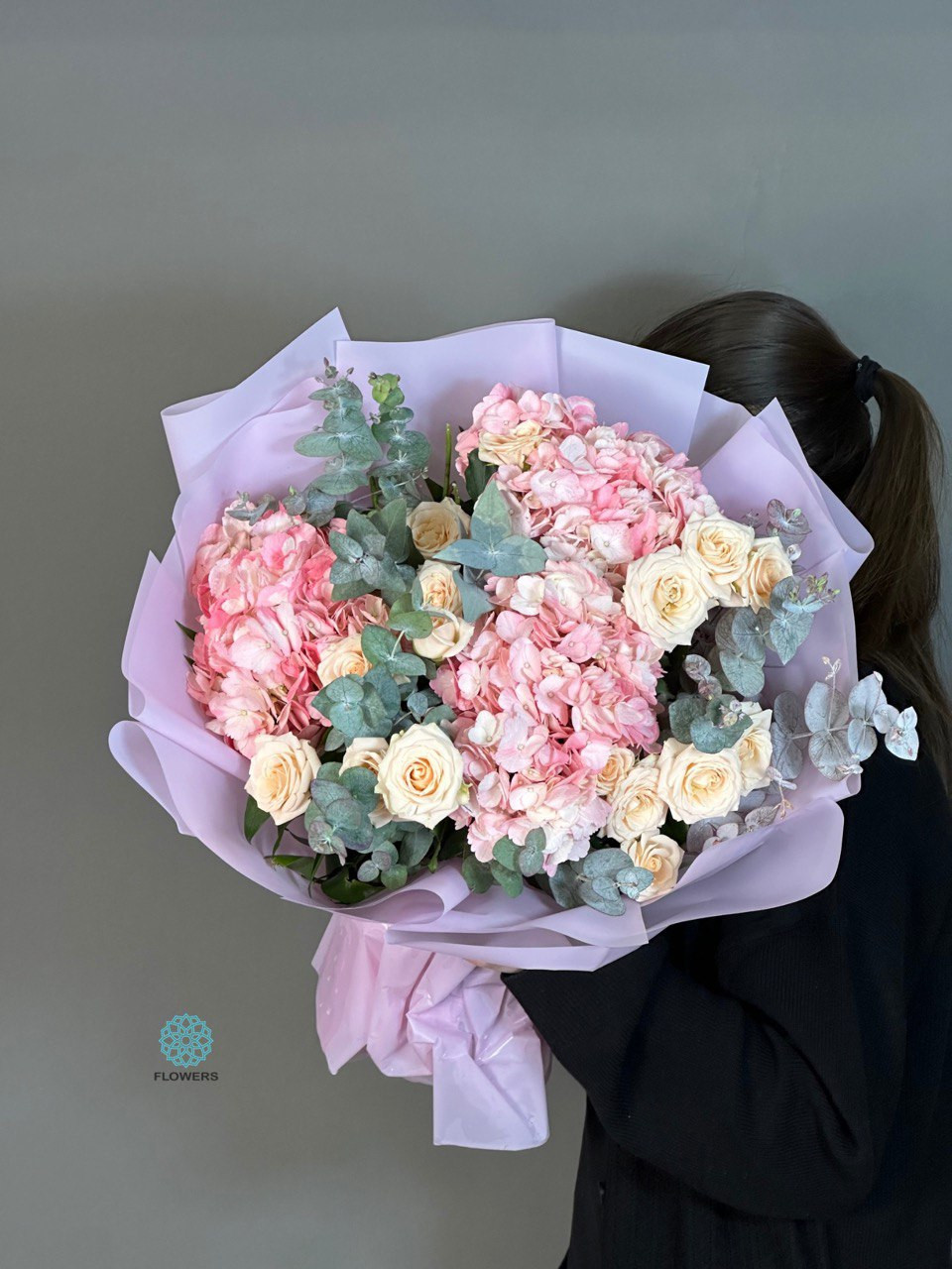 Pink Hydrangeas and Yellow Roses